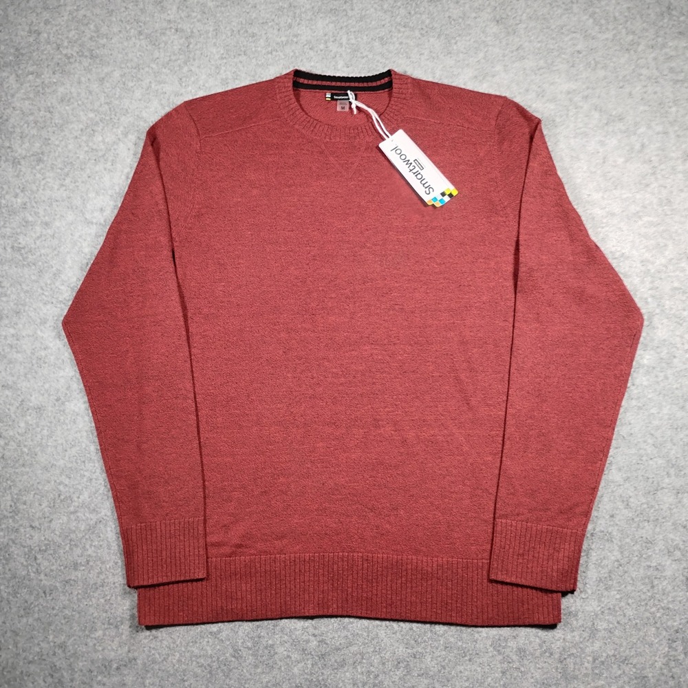 Smartwool Sparwood Crew Sweater Men's M Currant Marl Red Merino Wool Blend Red